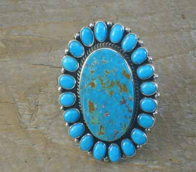 Morenci Turquoise Cluster Ring - Showstopper!